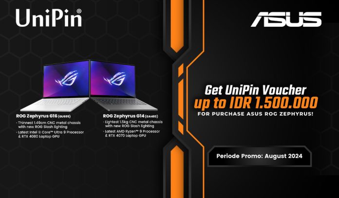 Ada bonus berupa voucher UniPin senilai IDR 1,5 juta untuk setiap pembelian ASUS ROG Zephyrus di Agustus ini!